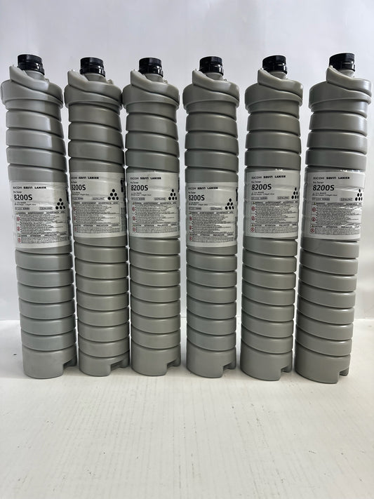 6 Genuine Ricoh Pro 8200ex 8200s,8210s Black Toner Cartridges 828484