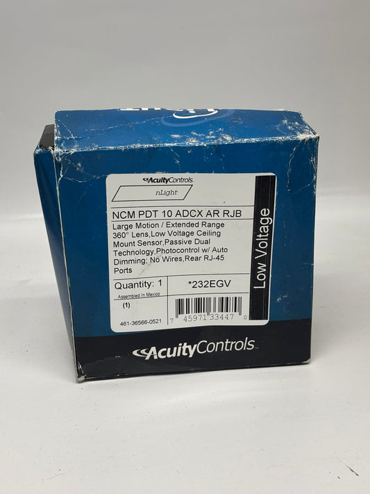 Acuity NCM-PDT-10-ADCX-AR-RJB Ceiling Mount Sensor, Passive Dual Technology, Large Motion / Extended Range 360° Lens