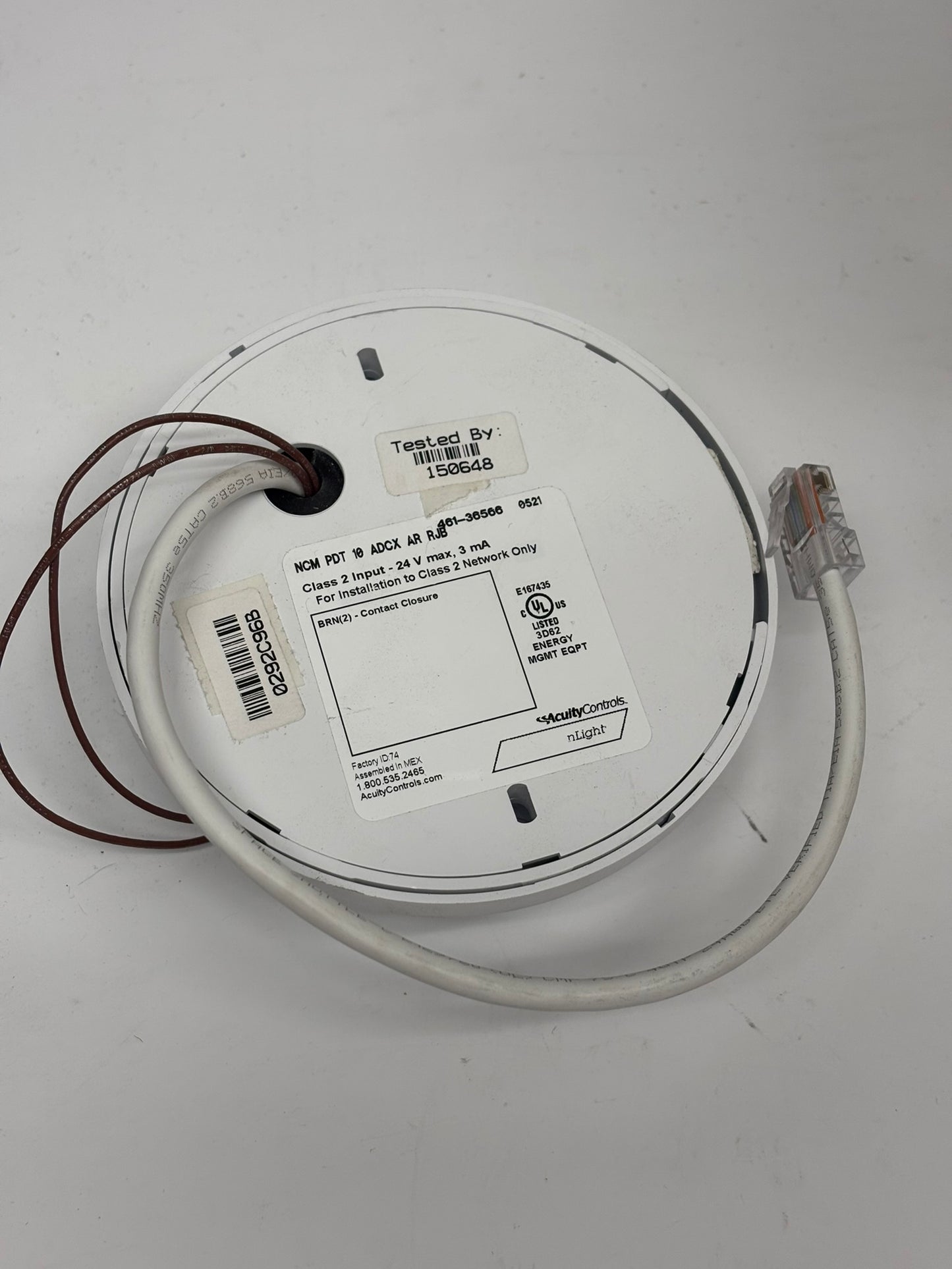 Acuity NCM-PDT-10-ADCX-AR-RJB Ceiling Mount Sensor, Passive Dual Technology, Large Motion / Extended Range 360° Lens