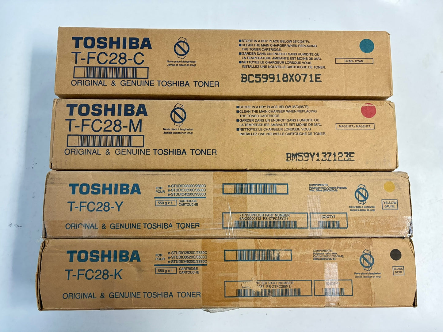 4 OEM Toshiba eSTUDIO 2330C,2820C,3530C,4520C CMYK Toners T-FC28 (TFC28)