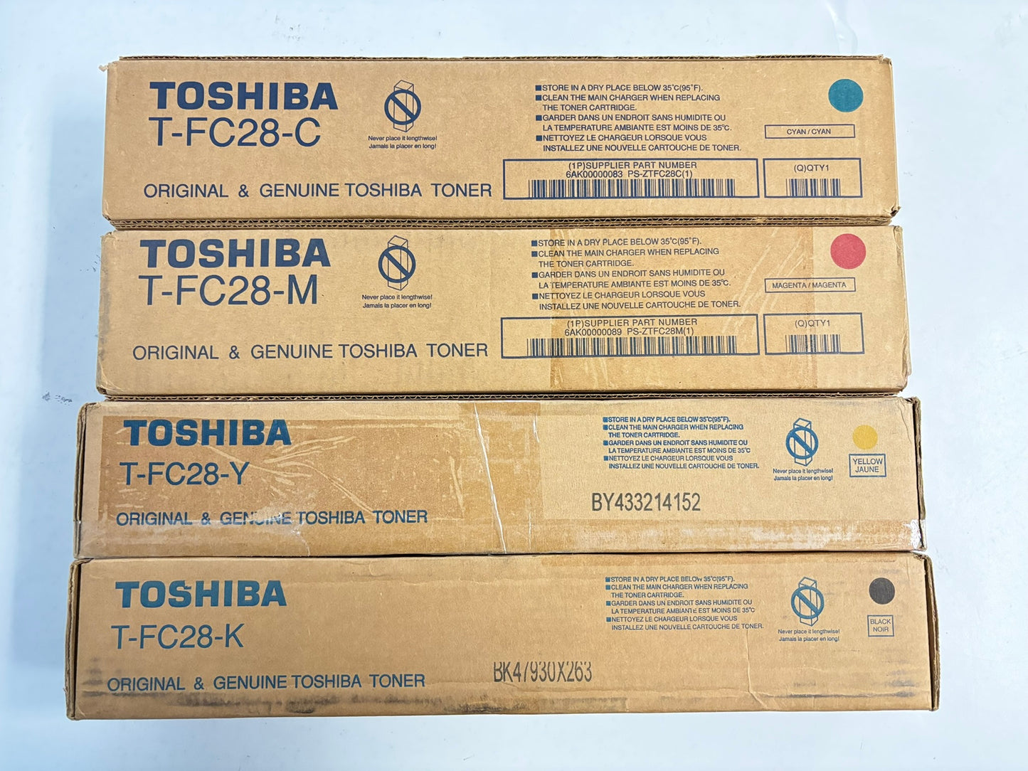4 OEM Toshiba eSTUDIO 2330C,2820C,3530C,4520C CMYK Toners T-FC28 (TFC28)