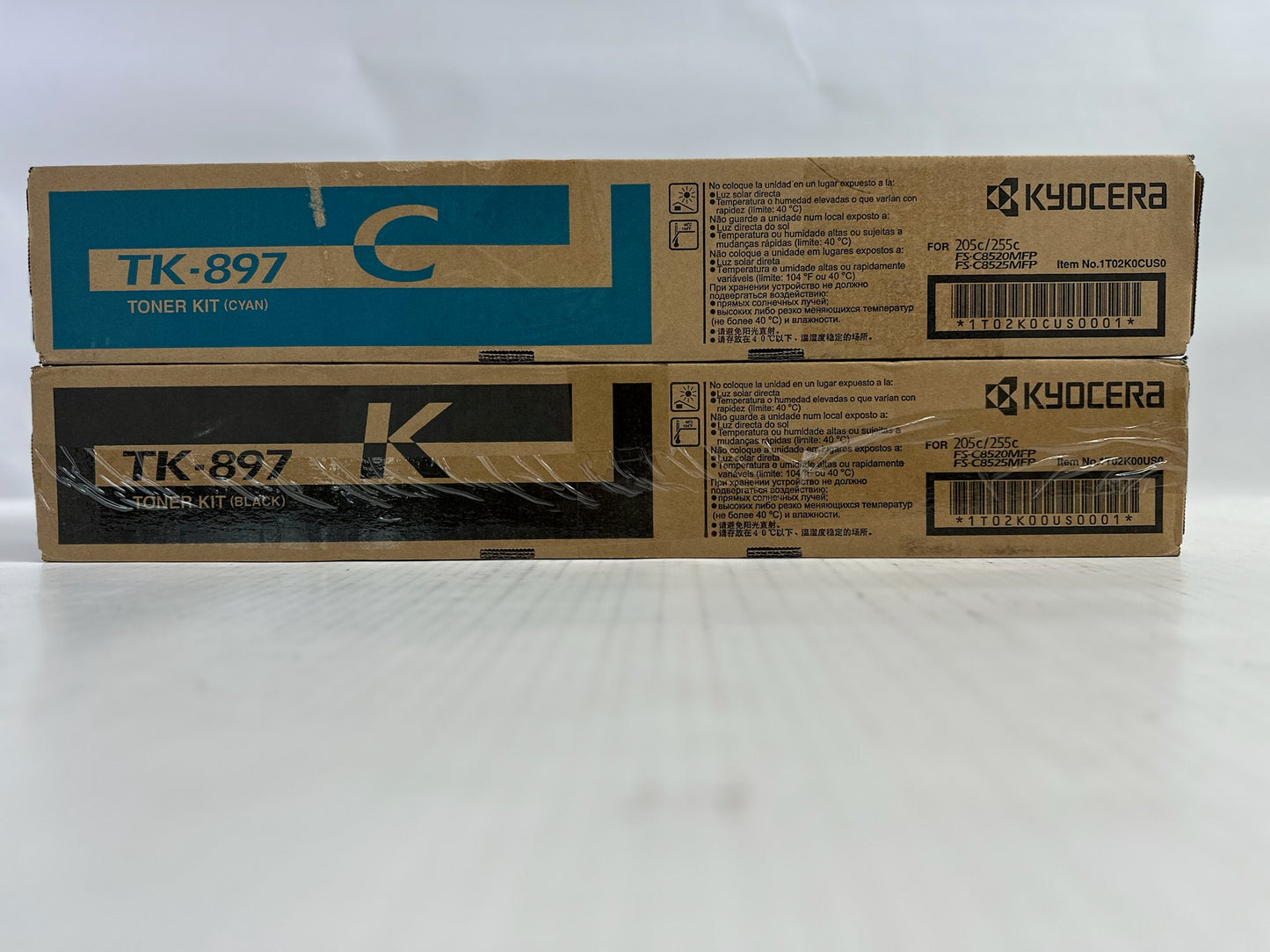 2 Genuine Kyocera TASKalfa 205c,FS-C8520MFP Cyan and Black Toners TK-897,TK897