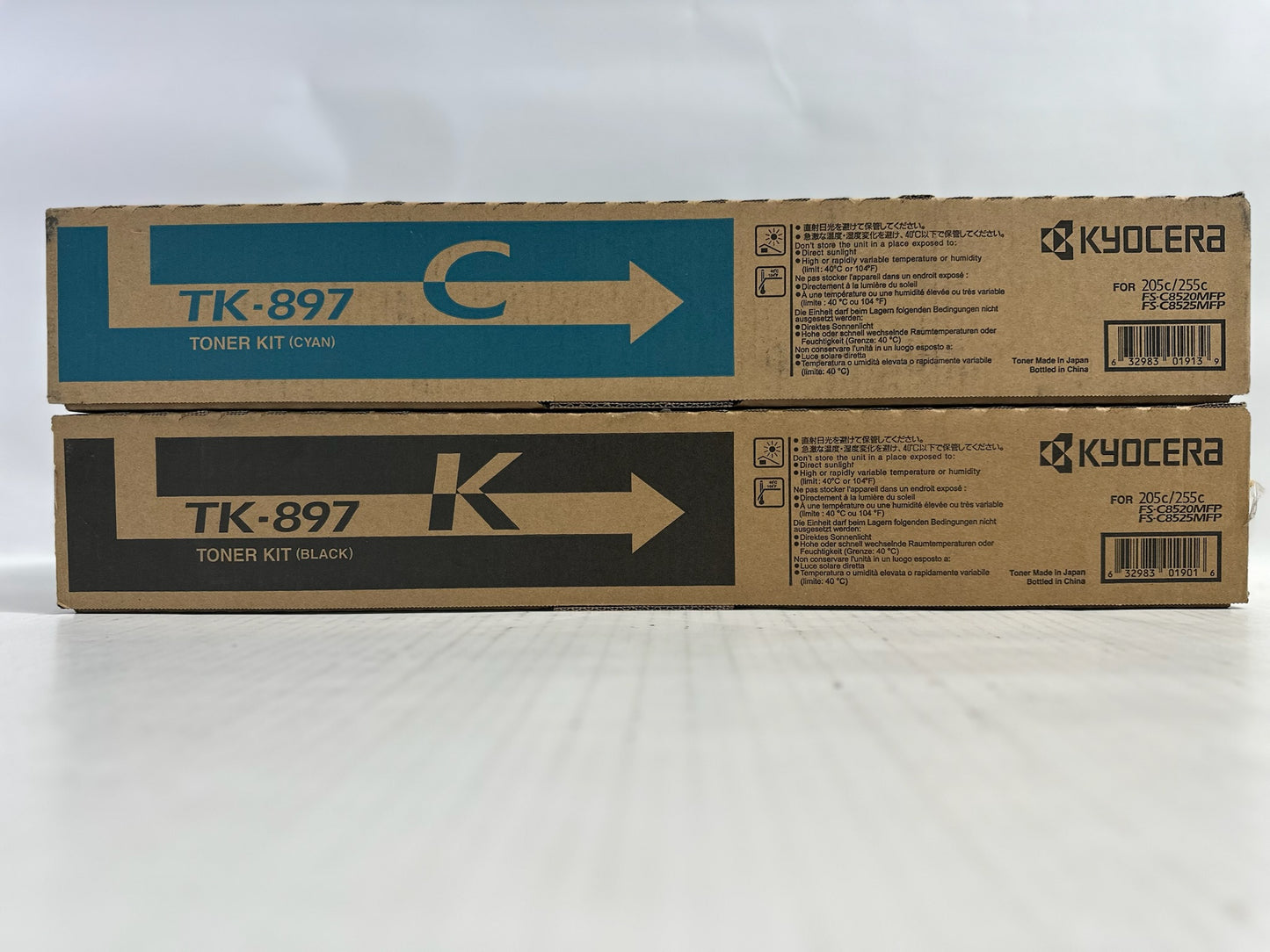 2 Genuine Kyocera TASKalfa 205c,FS-C8520MFP Cyan and Black Toners TK-897,TK897
