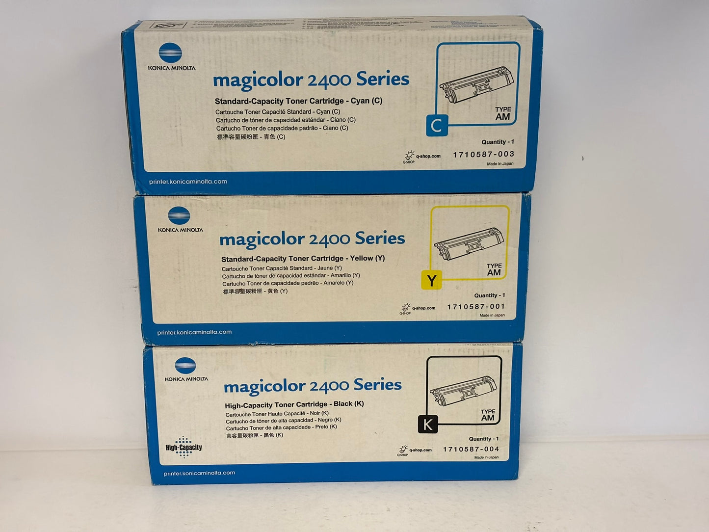 3 Genuine Konica Minolta Magicolor 2400 Series CYK Toners 1710587-001,003,004