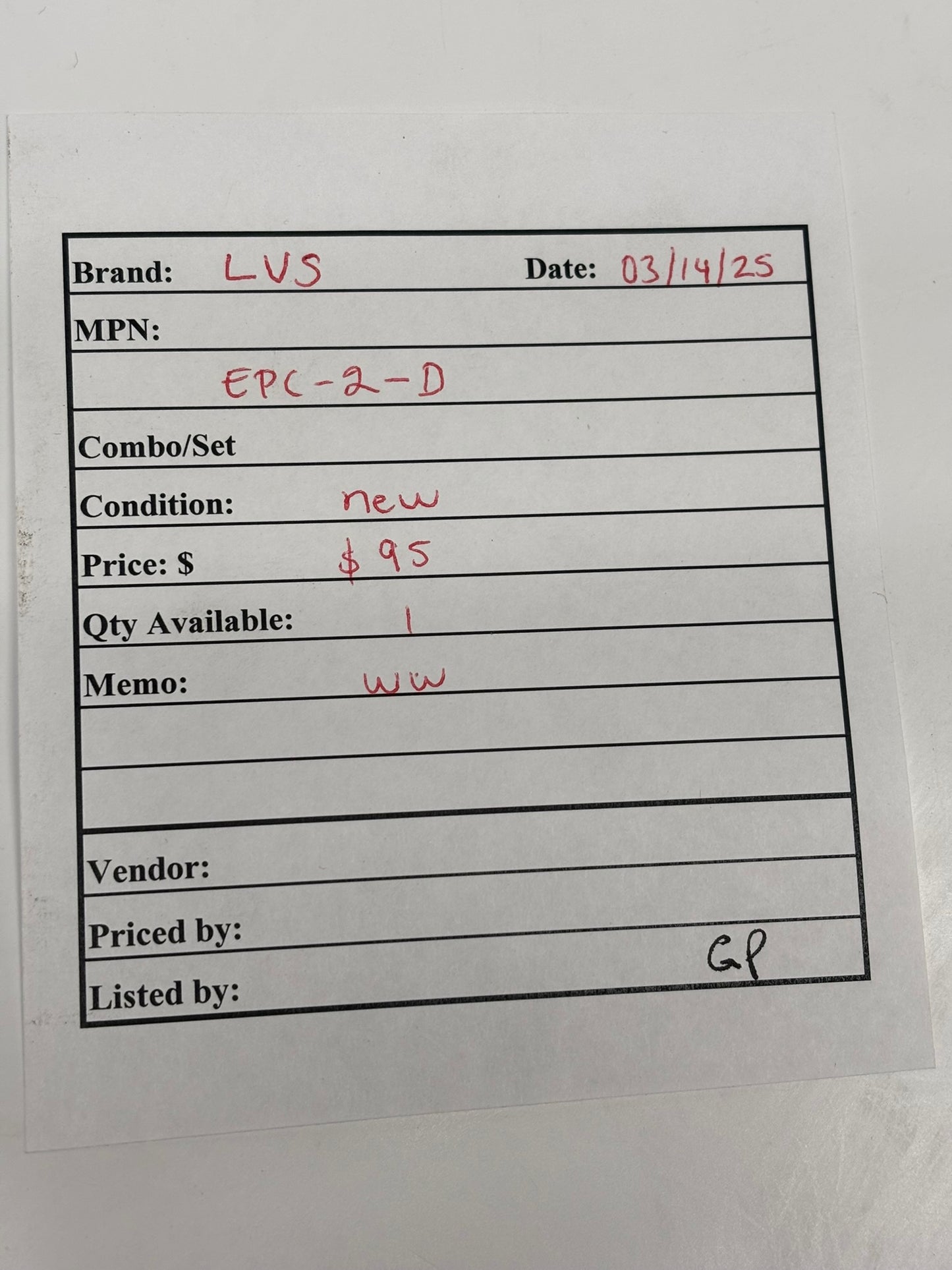 LVS Controls EPC-2-D Emergency Power Control