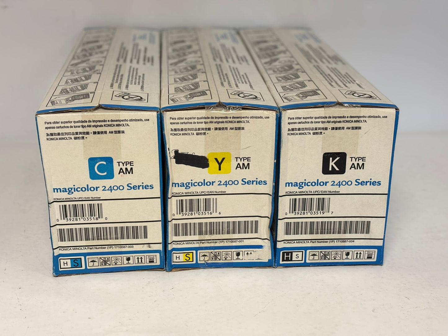 3 Genuine Konica Minolta Magicolor 2400 Series CYK Toners 1710587-001,003,004