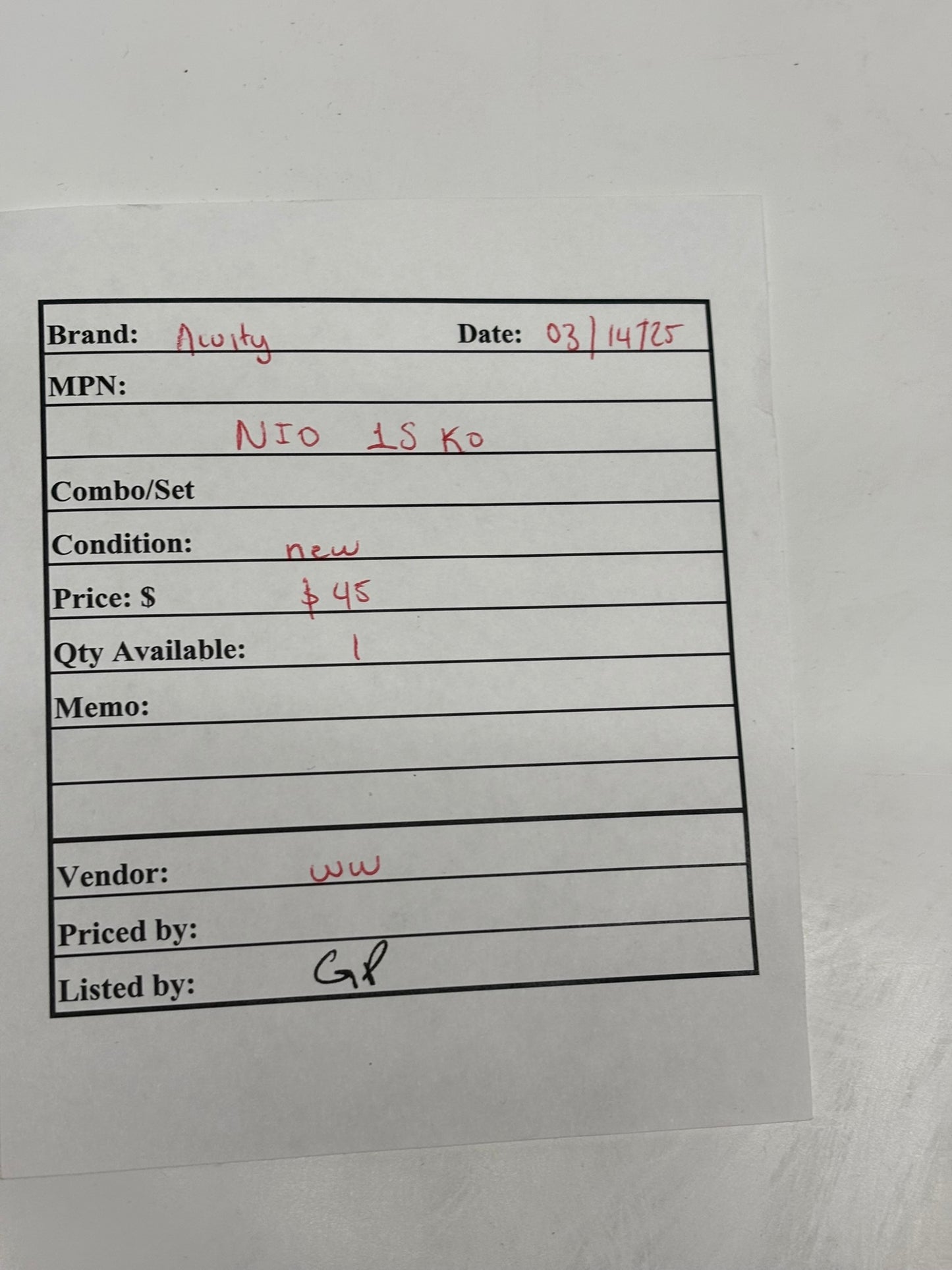 Acuity NIO-1S-KO Sensor Switch nLight  Low Voltage Dimming Interface Device