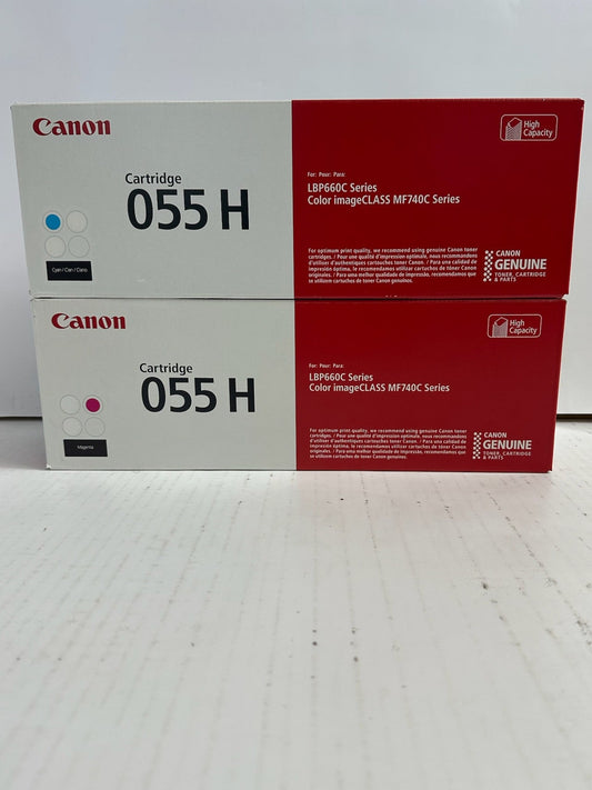2 New OEM Canon 055H LBP660,MF 740C Series Cyan & Mag. Toners 3019C001, 3018C001