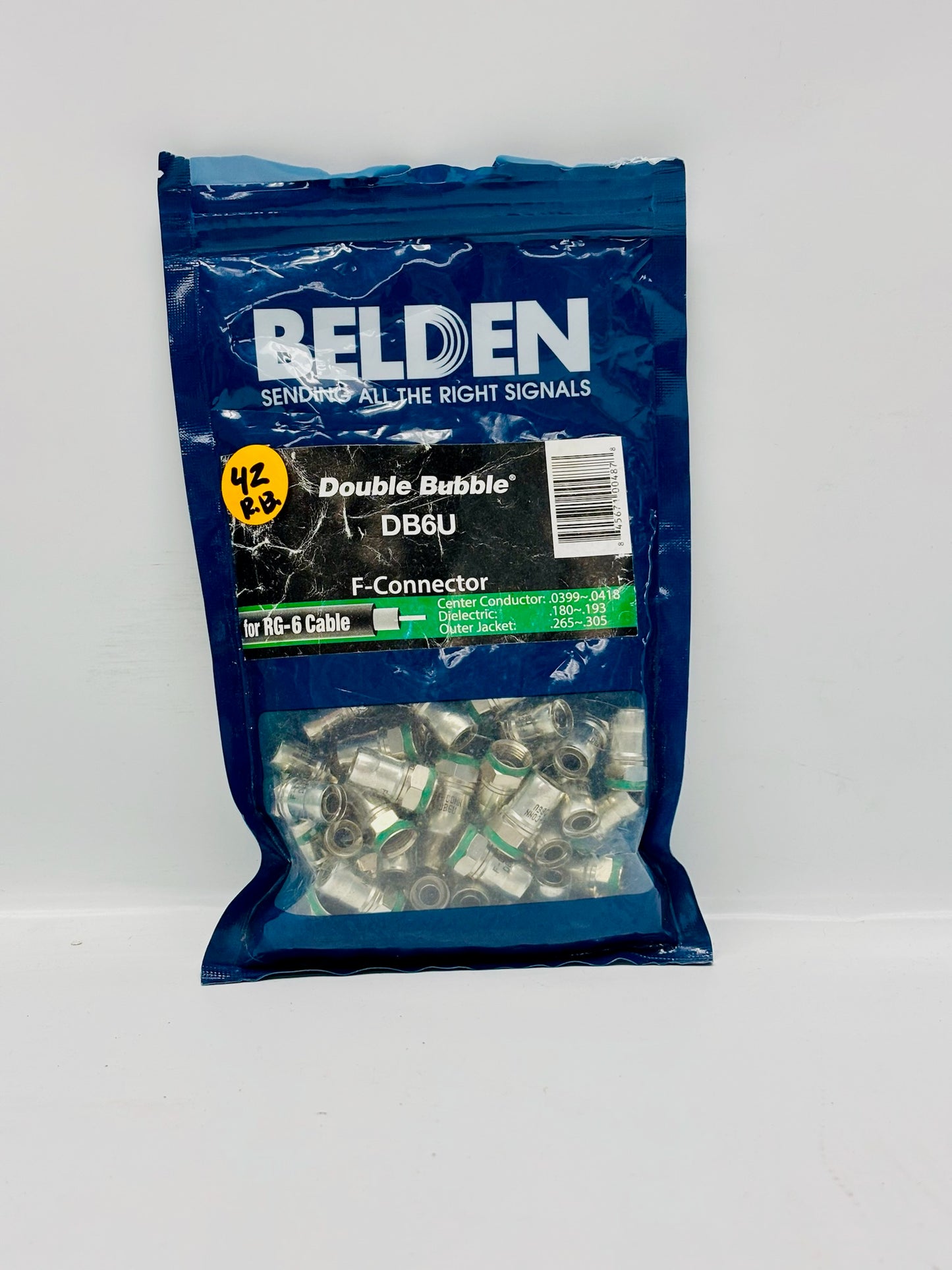 42 Pk Belden DB6U RG-6 Double Bubble F-Type Compression Connector