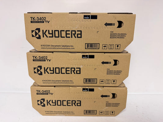 3 OEM Kyocera ECOSYS MA4500ifx,MA4500ix,PA4500x Black Toners TK-3402K,1T0C0Y0US0