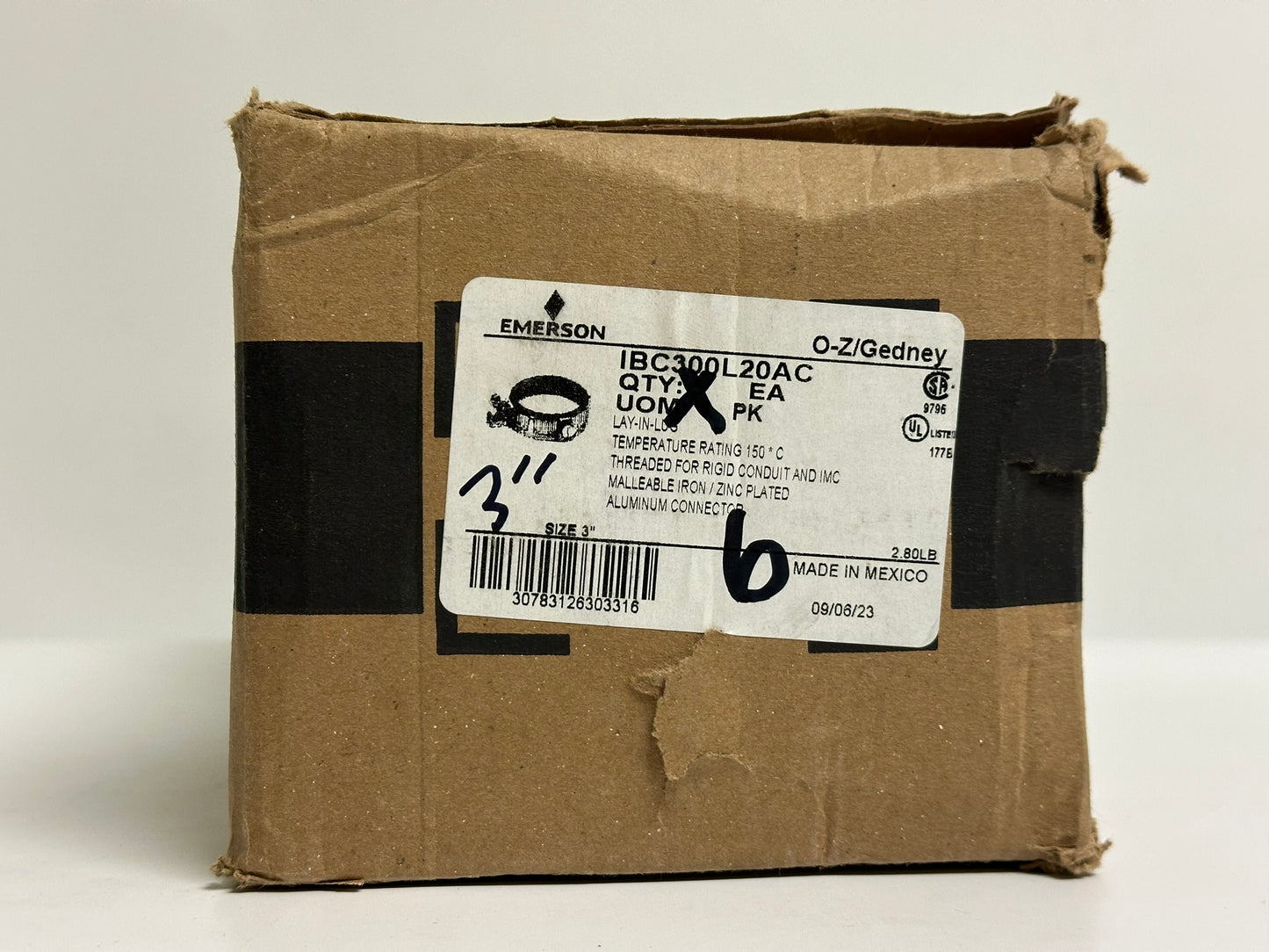 6-Pack Emerson IBC300L20AC 3" Grounding Bushing, 14–2/0 AWG, Insulated