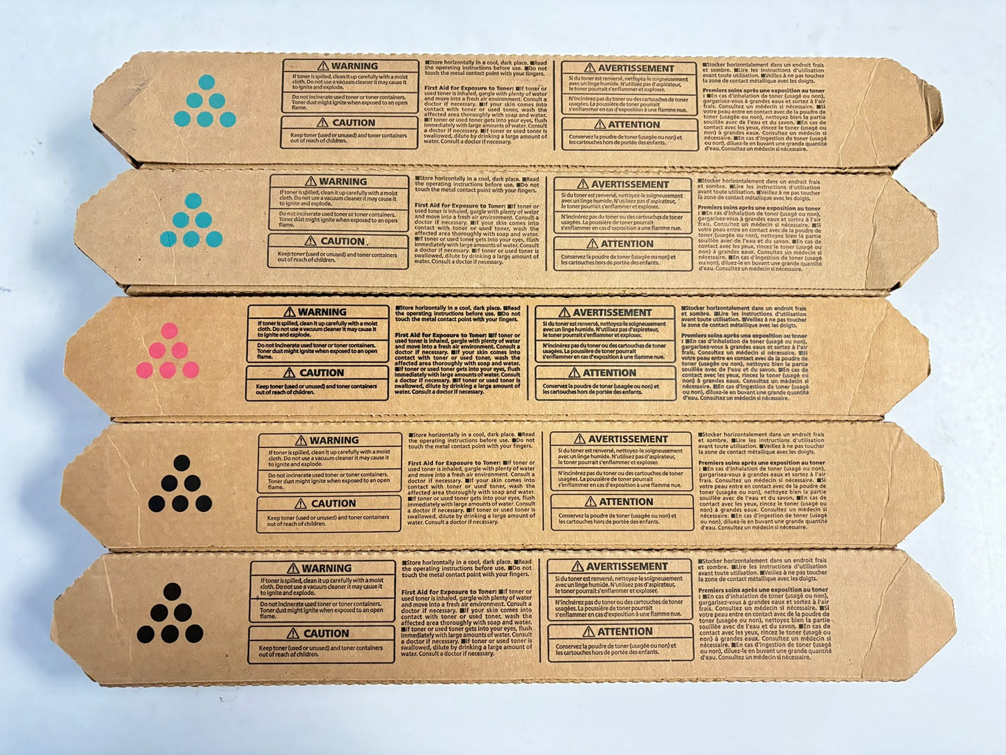 5 OEM Ricoh Aficio MP C305, C305H CCMKK Toners 842122, 842121, 842119