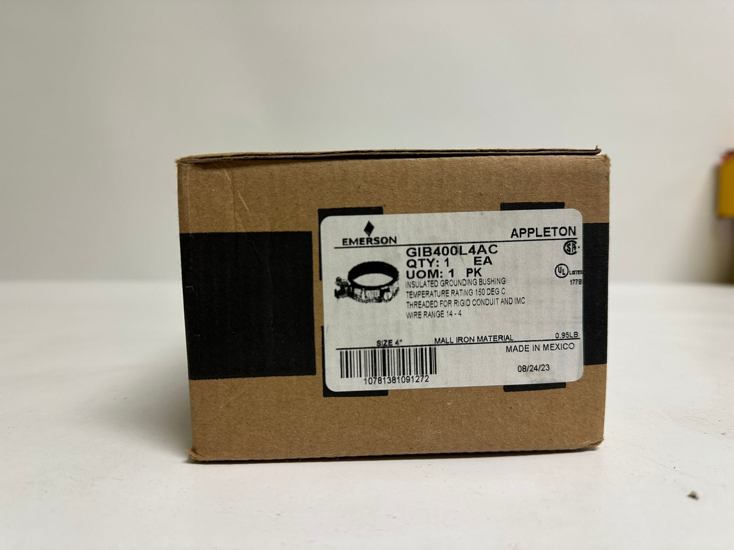 Emerson GIB400L4AC 4" Grounding Bushing, 14–4 AWG, Insulated, Zinc-Plated