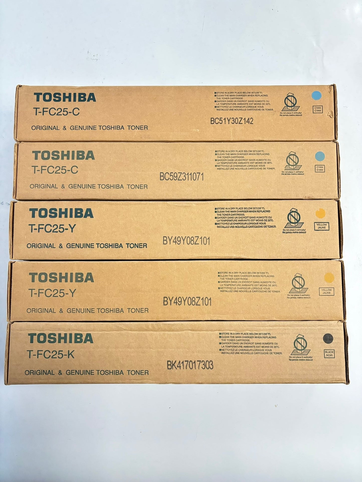 5 OEM Toshiba eSTUDIO 2040C,2540C,3540C,4540C T-FC25 CCYYK Toners (No Magenta)