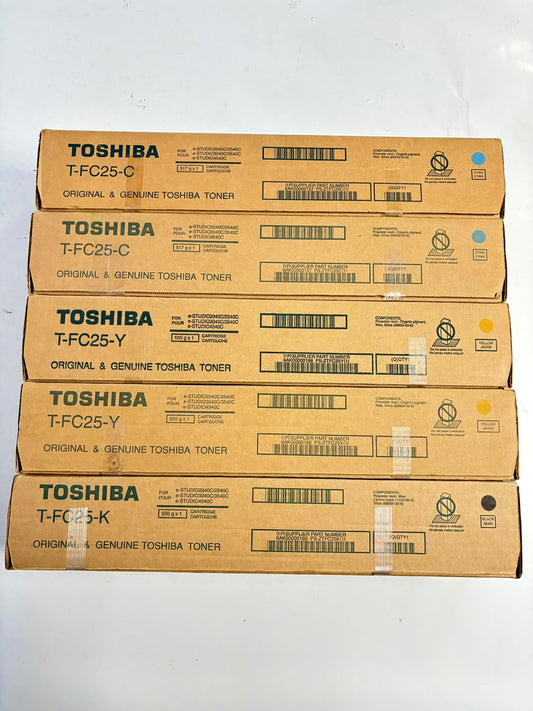 5 OEM Toshiba eSTUDIO 2040C,2540C,3540C,4540C T-FC25 CCYYK Toners (No Magenta)