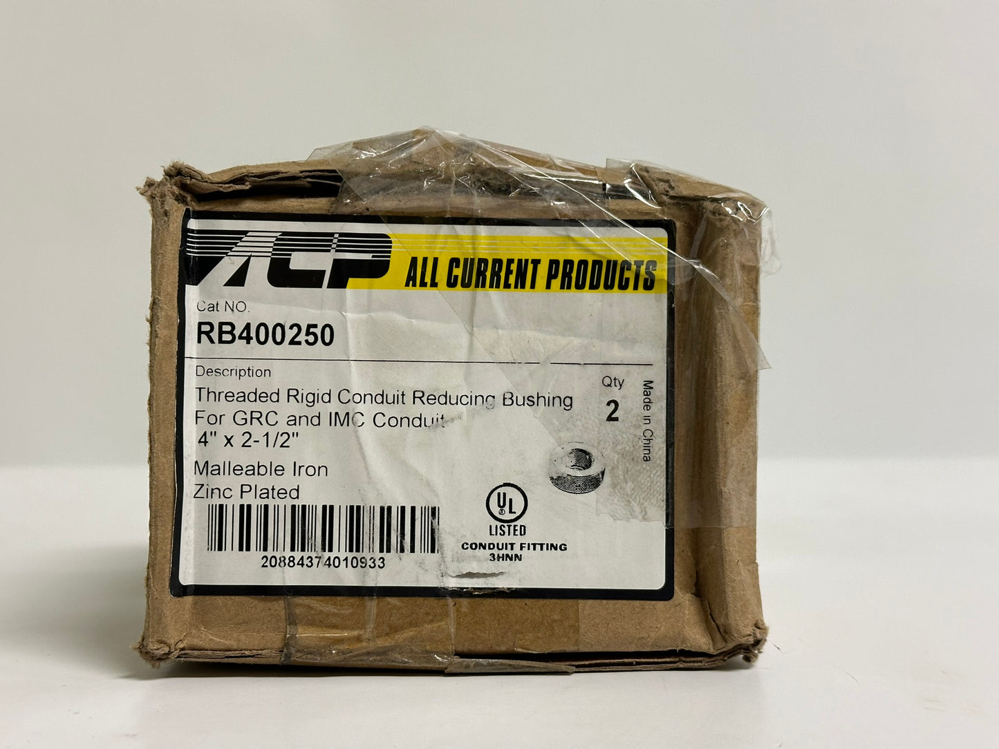2PK ACP RB400250 4" x 2-1/2" Threaded Rigid Reducing Bushing, Zinc-Plated