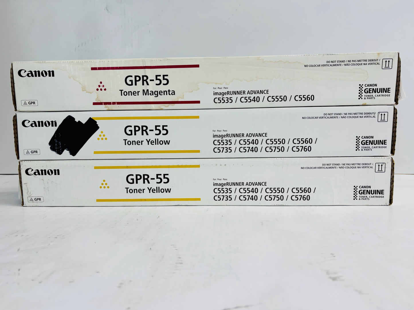 3 Genuine Canon iR C5535,C5540,C5550,C5560i Magenta & Yellow Toners GPR-55
