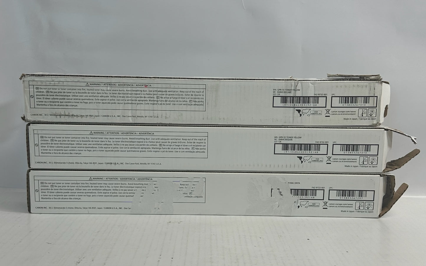 3 Open Genuine Canon IR C5535,C5540 GPR55, GPR-55 Magenta and Yellow Toners