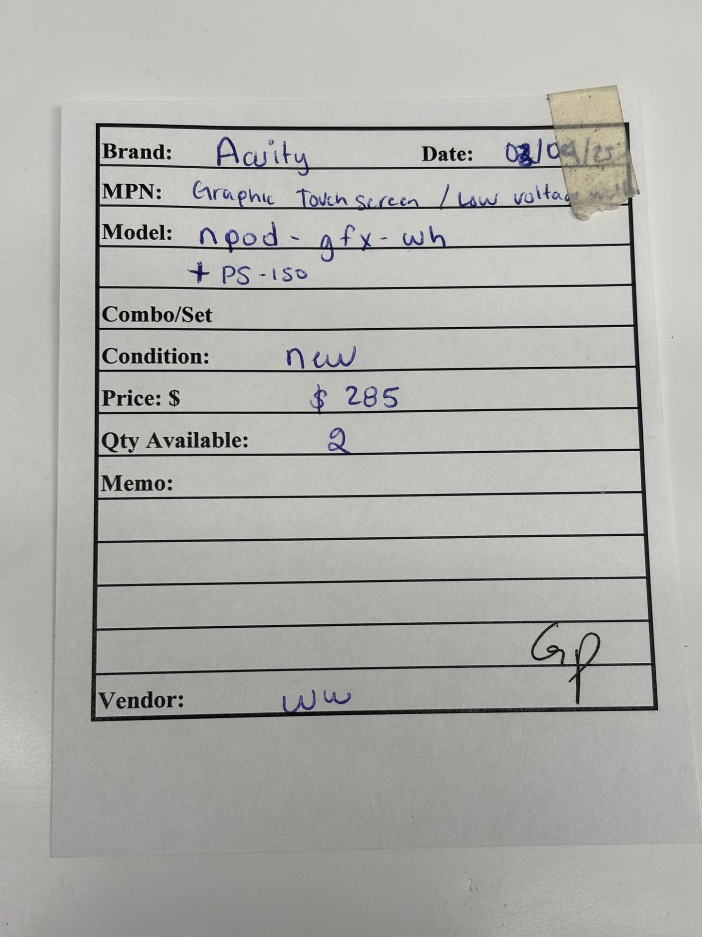 Acuity Controls Sensor Switch NPOD GFX WH + PS-150 nPOD GFX Graphic Wall Pod, 120/277 VAC, 60 mA