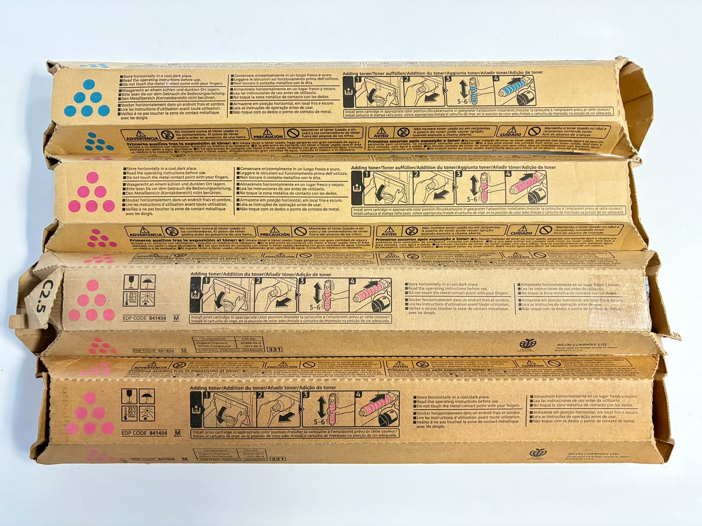 4 OEM Ricoh MP C5501,C9155,LD655C,C5050,LD550C CMMM Toner 842501,841454,842500