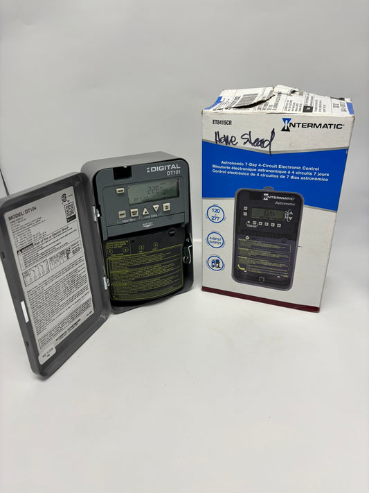 Intermatic ET8415CR Astronomic 7-Day 4-Circuit Electronic Control 120-277 VAC 4-SPST Outdoor Metal Enclosure