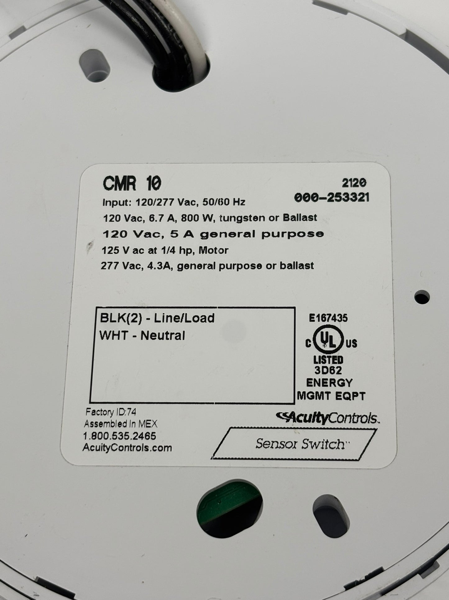TWO PACK Acuity CMR-10 Occupancy Sensor 120/277 Vac 50/60 Hz 6.7 A