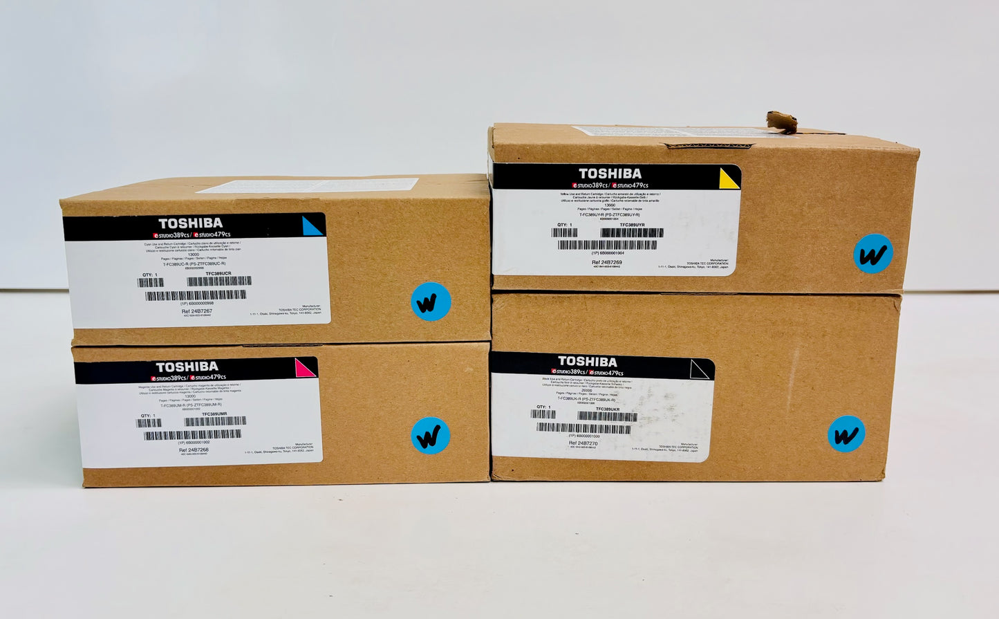 4 Genuine Toshiba e-Studio 389CS,479CS CMYK Toners Black No Bag/Seal T-FC389U