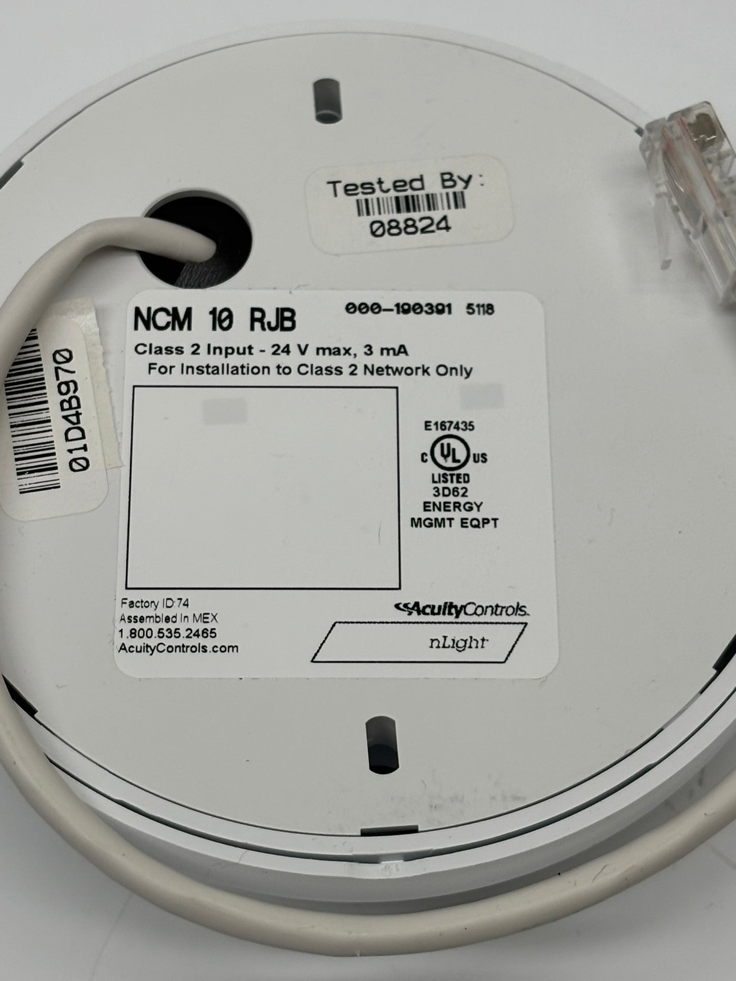 Acuity NCM 10 RJB Ceiling Mount Daylight Sensor Low Voltage Large Motion Extended Range