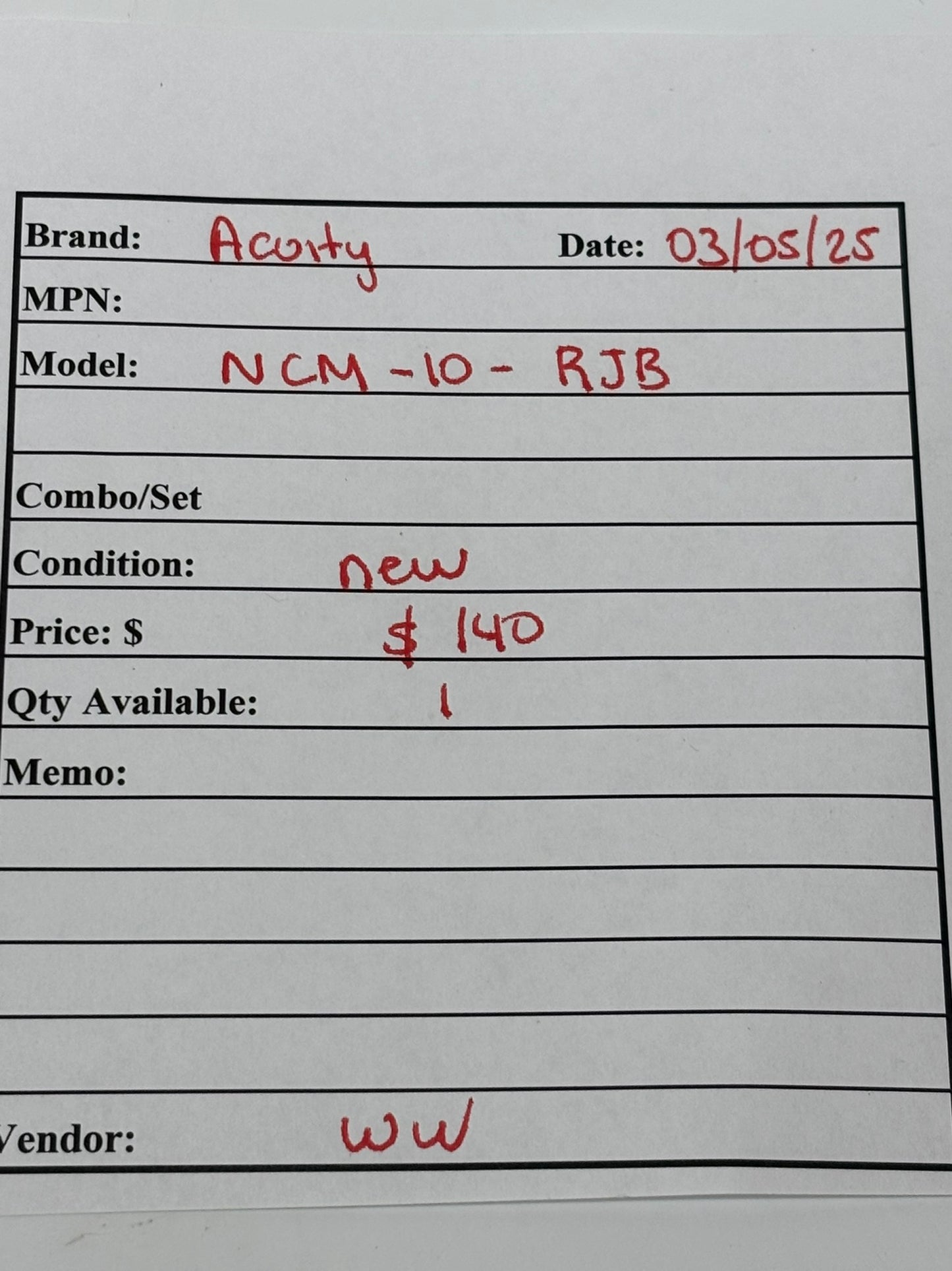 Acuity NCM 10 RJB Ceiling Mount Daylight Sensor Low Voltage Large Motion Extended Range