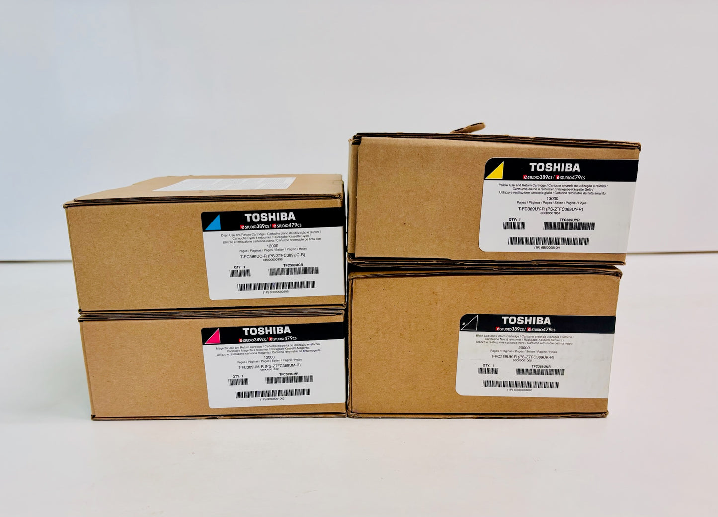 4 Genuine Toshiba e-Studio 389CS,479CS CMYK Toners Black No Bag/Seal T-FC389U