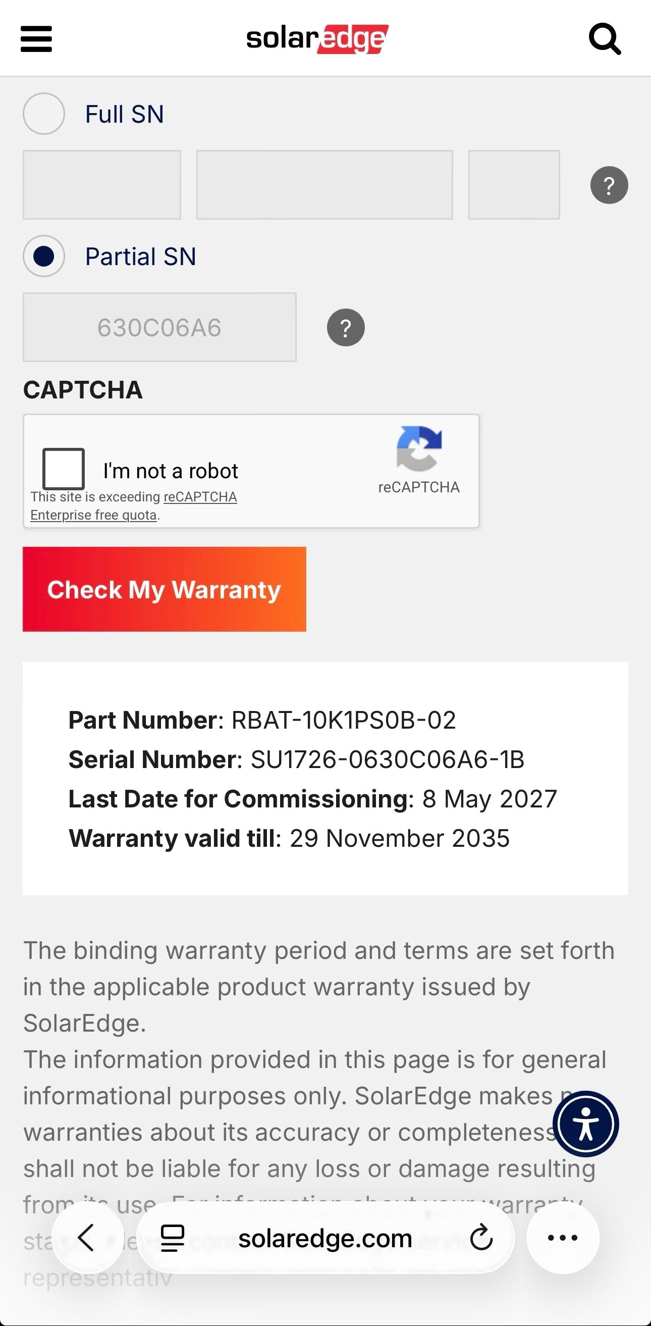 Factory Refurbished New SolarEdge RBAT-10K1PS0B-02 10kWh Battery, Warranty 2035