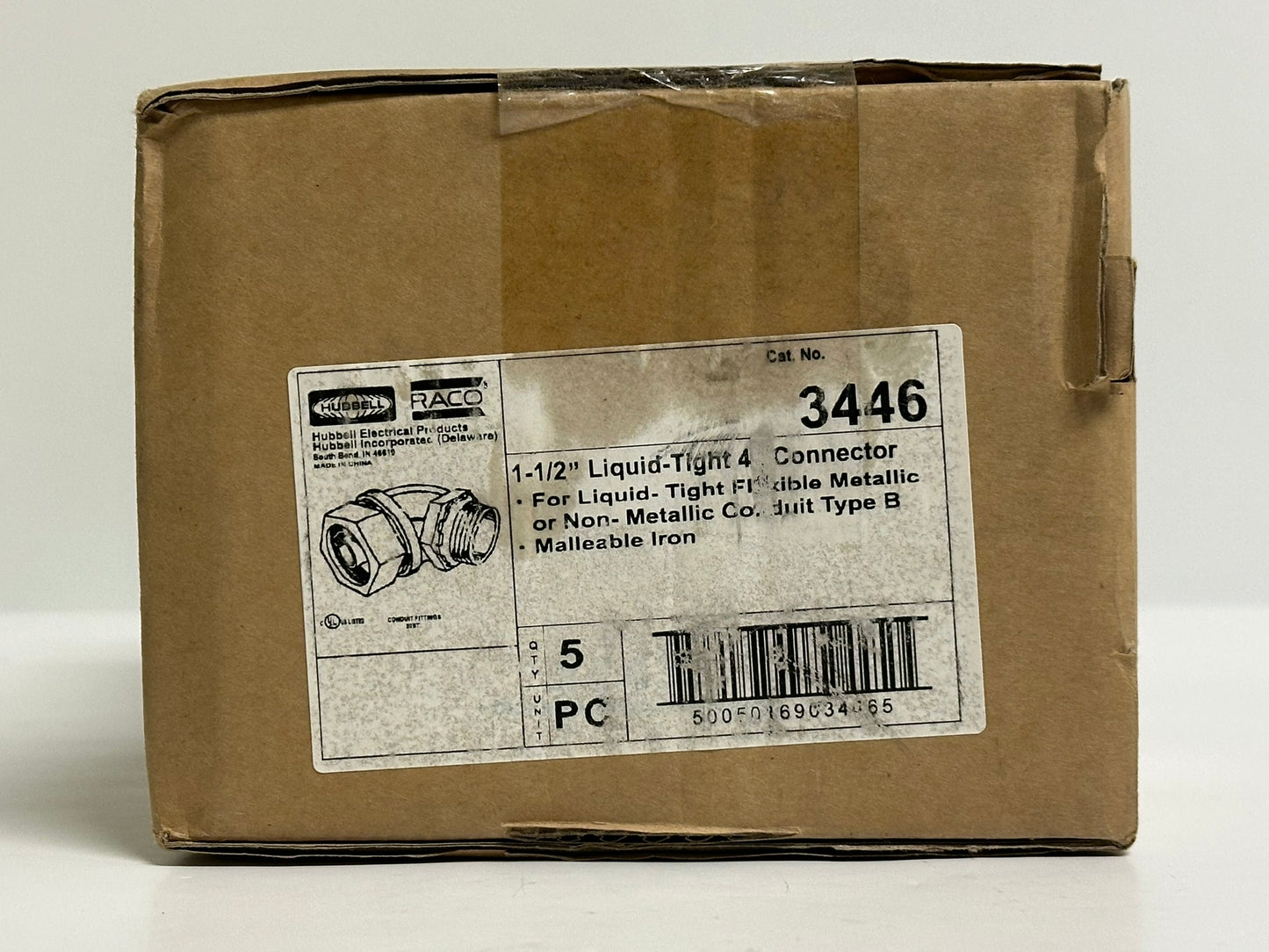 5 PK RACO 3446 Liquidtight Connector – 1/2 in., Straight, Zinc Die-Cast