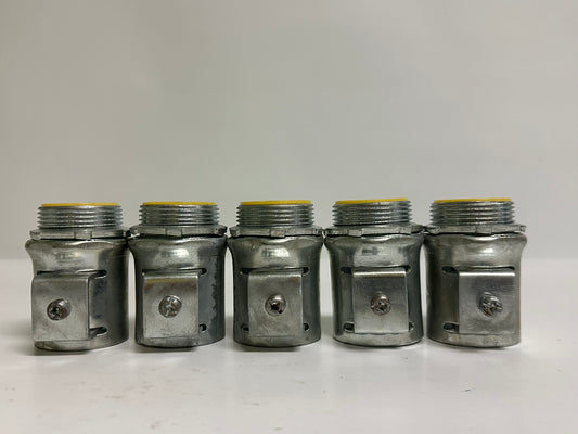 5 PK RACO 3305DB Double Bite Connector – 1/2 in., Zinc, for MC/Flex Cable