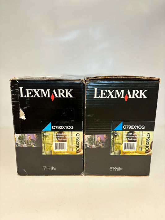 2 New OEM Lexmark C792 Cyan Extra High Yield Return Program Print Cartridge C792X1CG