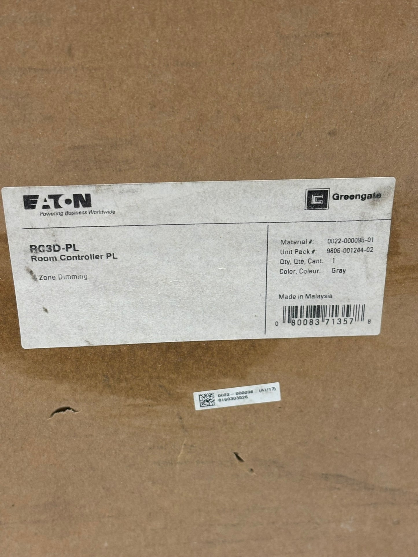 Eaton Greengate Room Controller 3 Relays 120-277 VAC RC30-PL