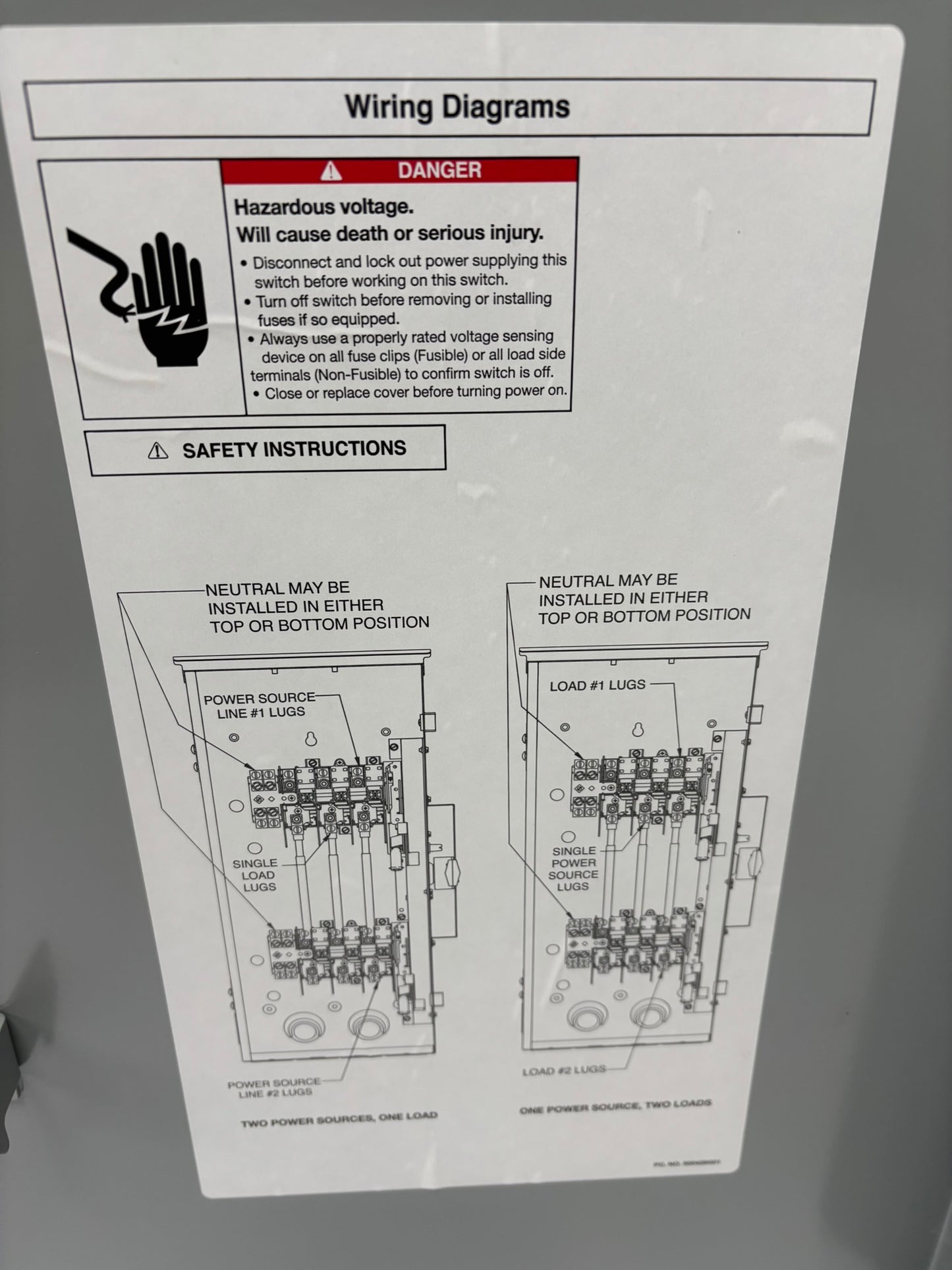 Siemens DTGNF223R Non-Fusible General Duty Double Throw Safety Switch Rainproof 240V 100 AMP Type VB2