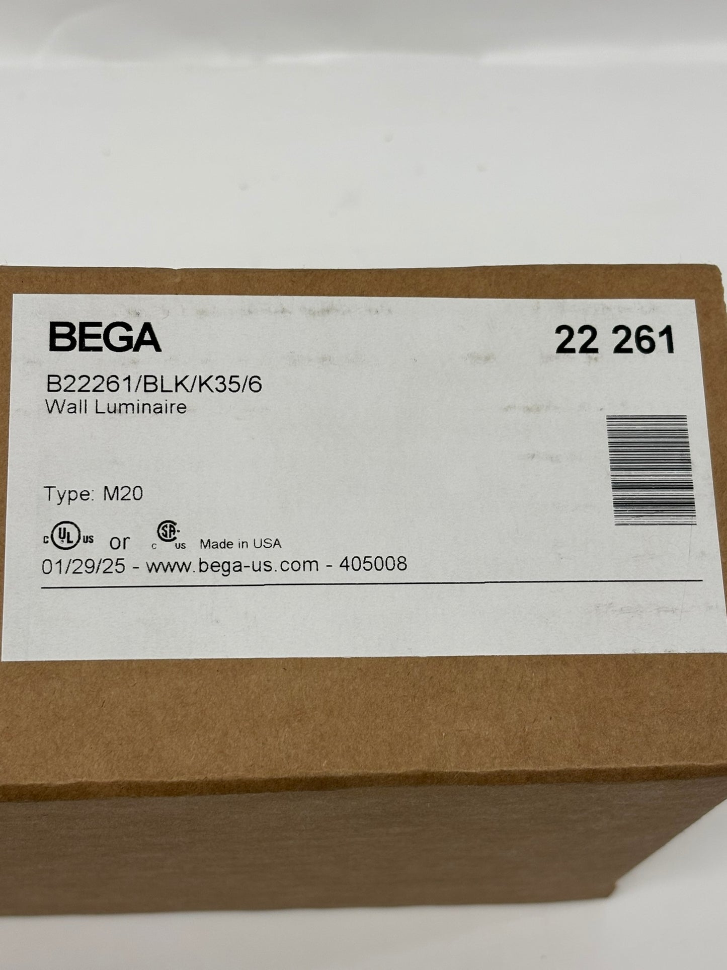 BEGA B22261/BLK/K35/6 Wall Luminare Type M20
