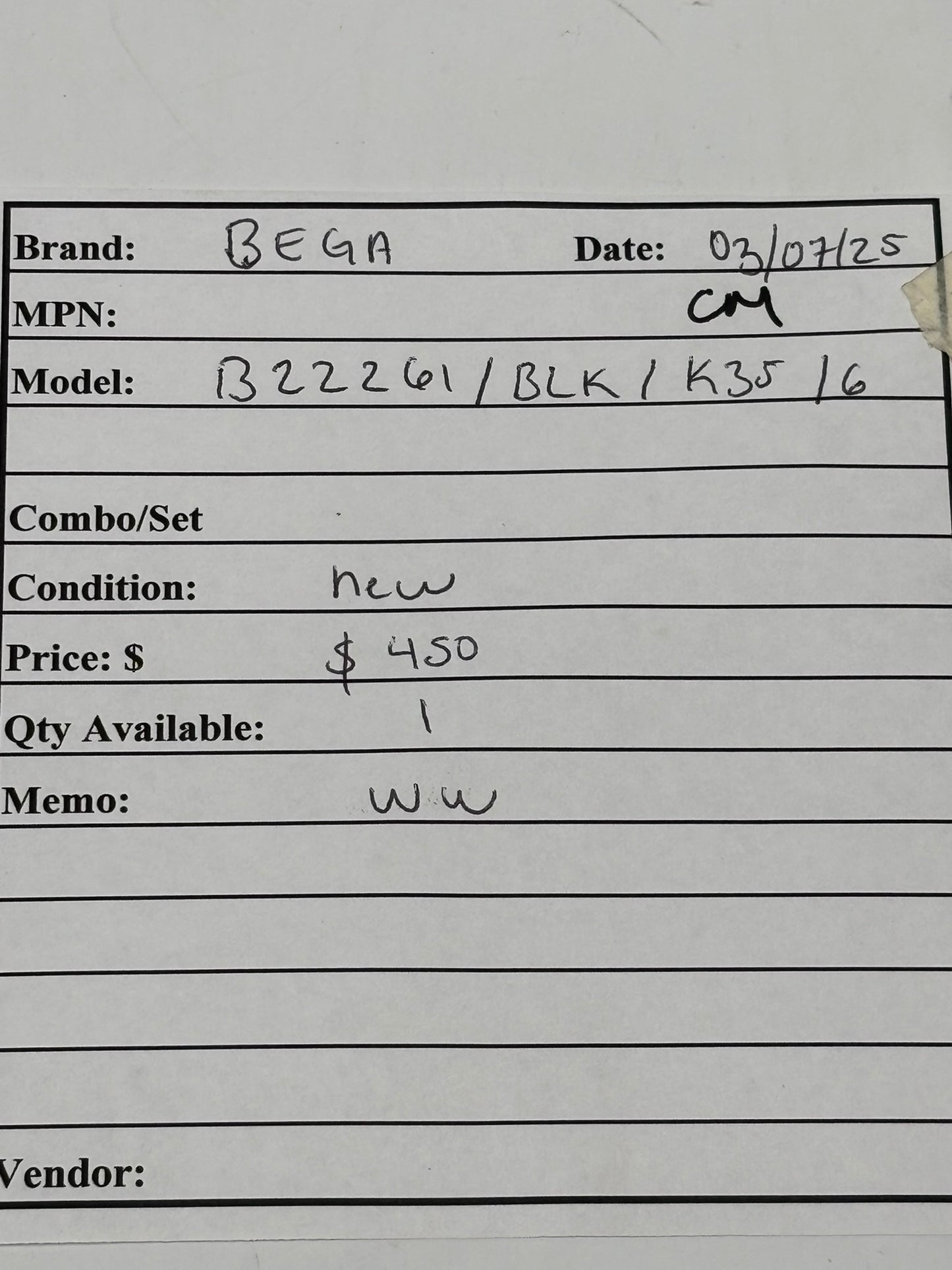 BEGA B22261/BLK/K35/6 Wall Luminare Type M20