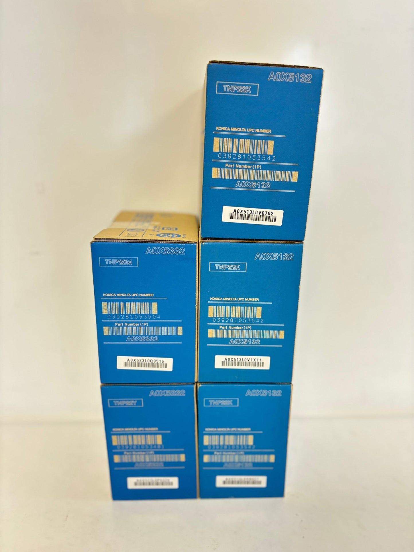 5 OEM Konica Minolta BH C35,C35P TNP22 MYKKK Toner Cart. A0X5332,A0X5232,A0X5132