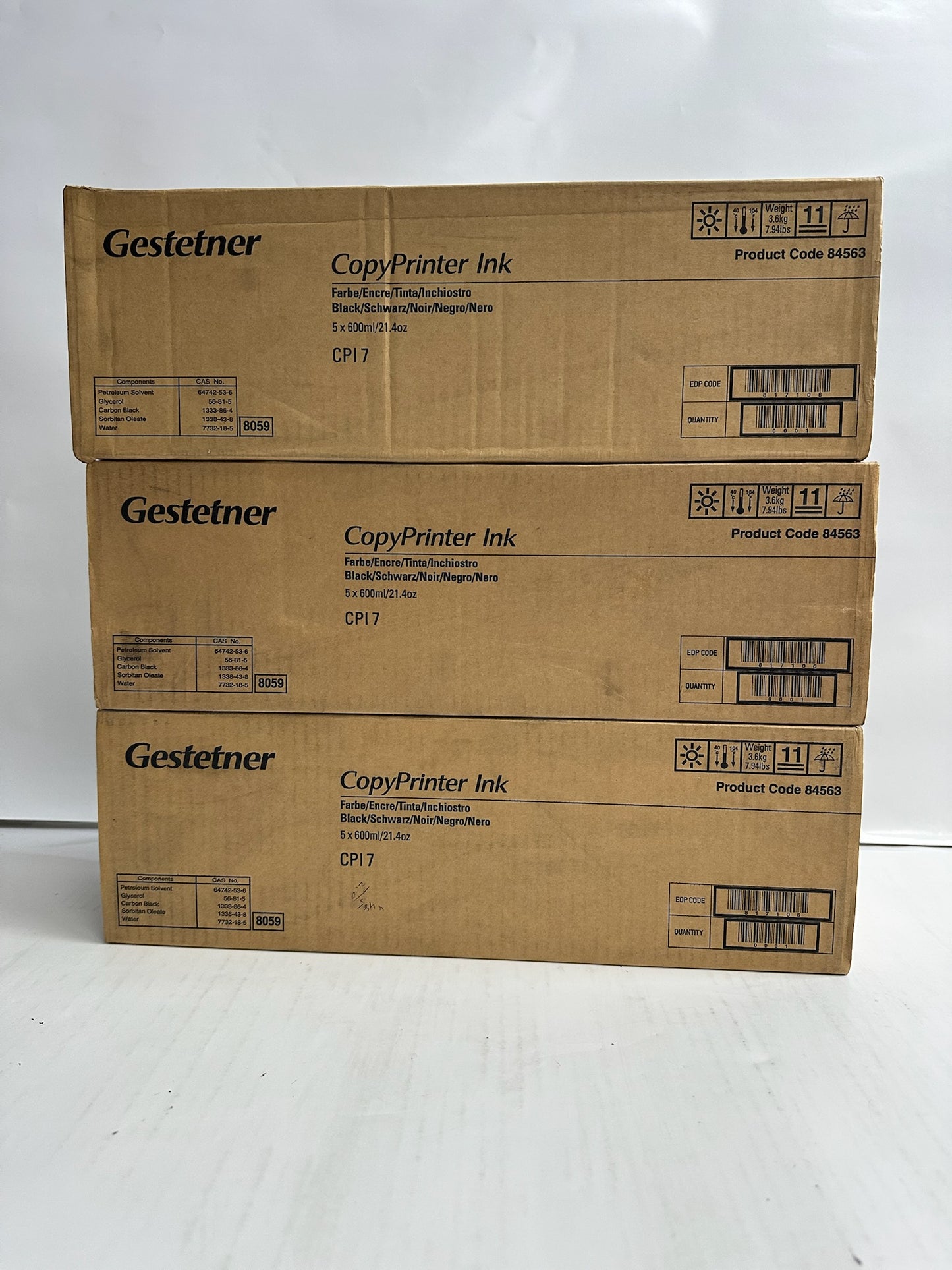 3 New Genuine Gestetner 5308L, CP5308L Black Ink Cartridge CPI7,84563 (15 ink in total)
