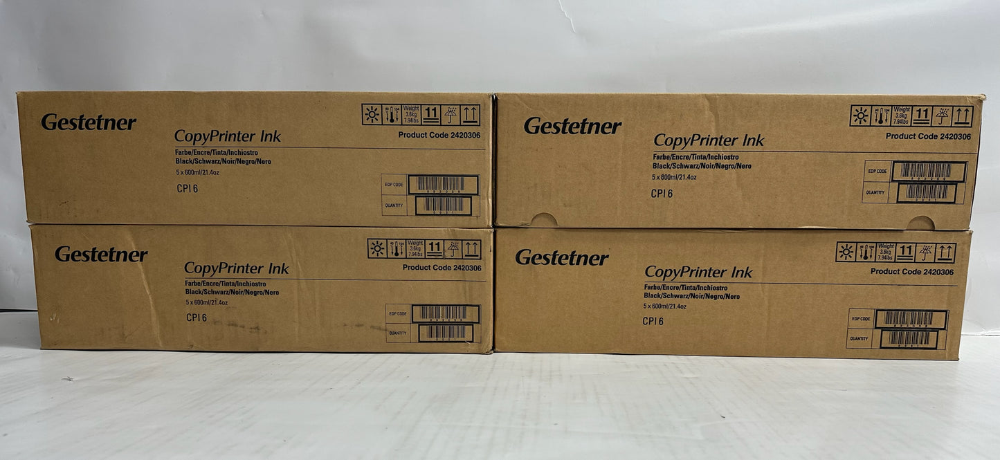 4 Genuine Gestetner CP 5490 Black Inks CPI6, 2420306, 893059 (20 inks in total)