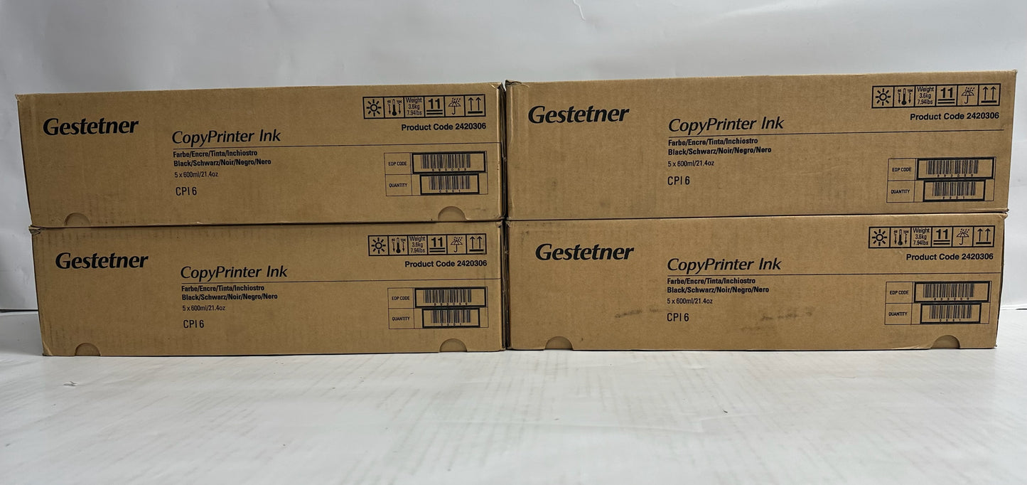 4 Genuine Gestetner CP 5490 Black Inks CPI6, 2420306, 893059 (20 inks in total)