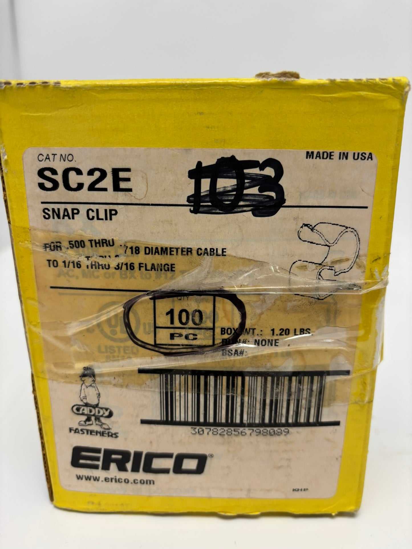 100 PACK Nvent Caddy SC2E Corrosion Resistant Spring Steel Cable Snap Clip