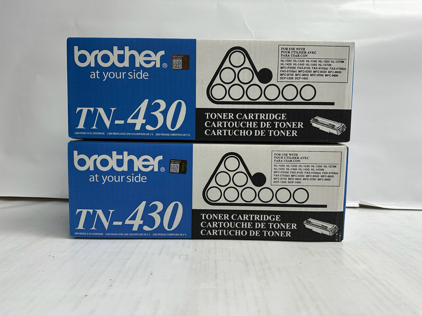 2 New Genuine Brother DCP-1200,HL-1030, FAX-4750 Black Toners TN-430, TN430
