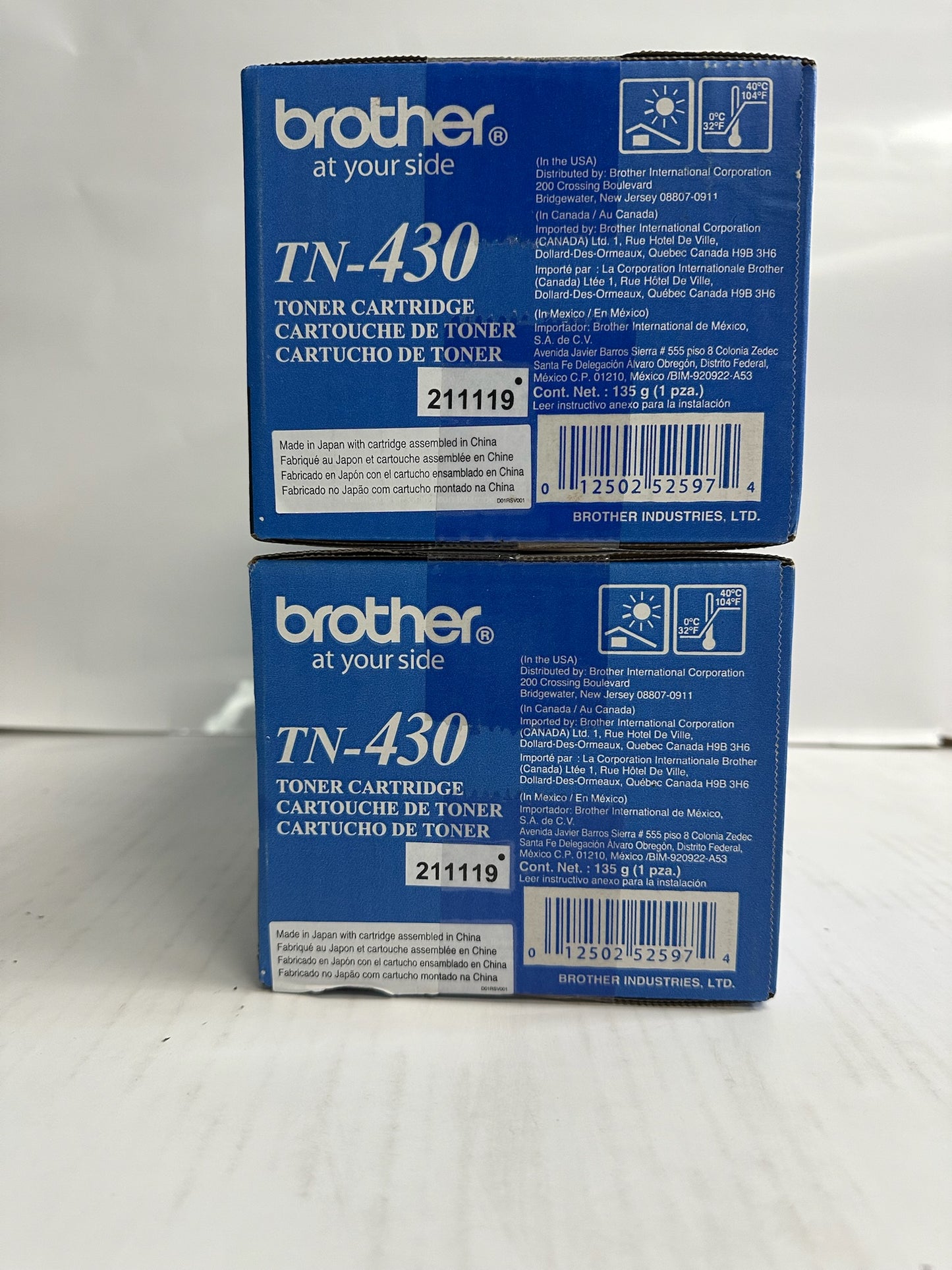 2 New Genuine Brother DCP-1200,HL-1030, FAX-4750 Black Toners TN-430, TN430