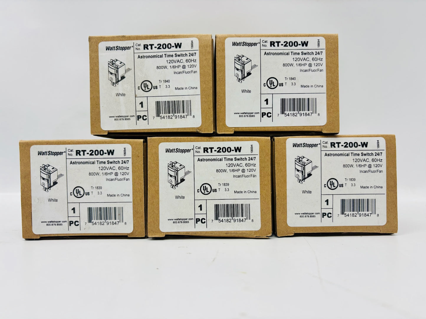 5 Pack Legrand WattStopper Astronomical Time Switch (RT-200-W) 120VAC, 60 Hz