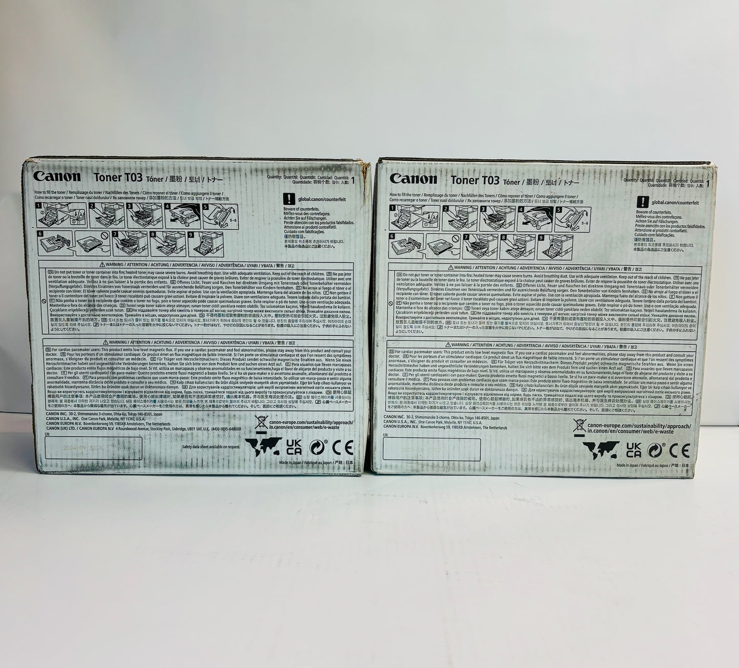 2 Genuine Canon iR ADVANCE 525iF II,525iF III Black Toners T03 (2725C001)
