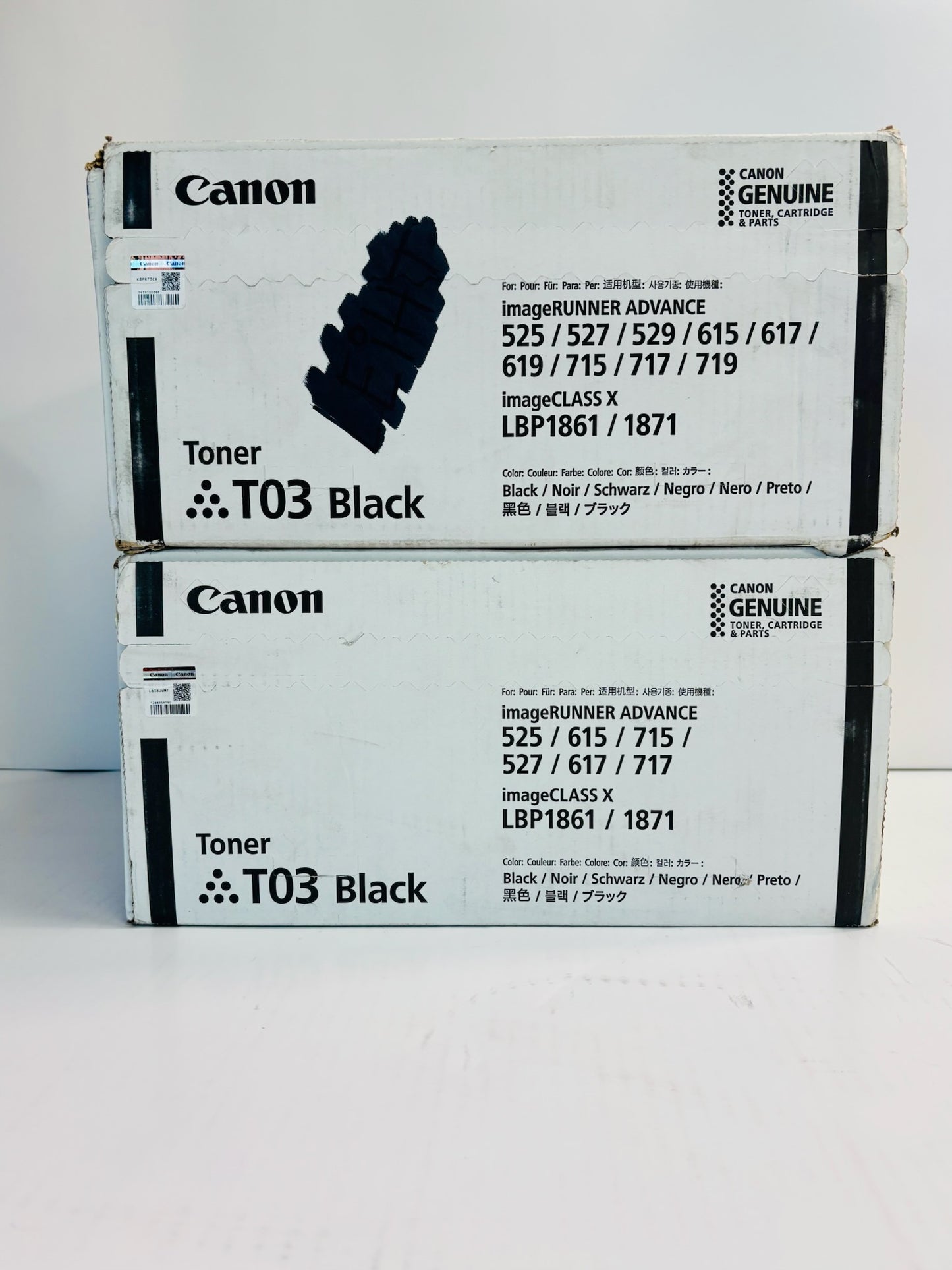 2 Genuine Canon iR ADVANCE 525iF II,525iF III Black Toners T03 (2725C001)