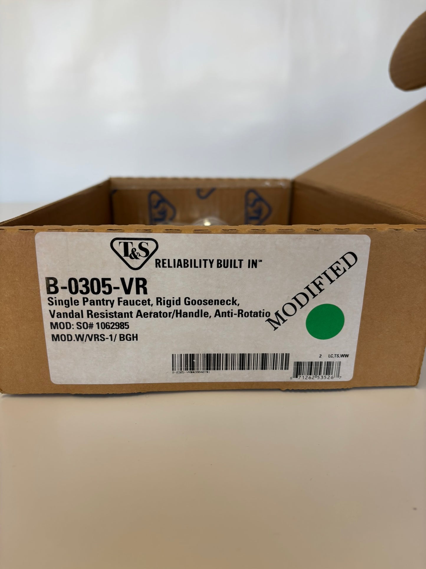 T&S B-0305-VR Modified Single Pantry Faucet Rigid Gooseneck Vandal Resistant