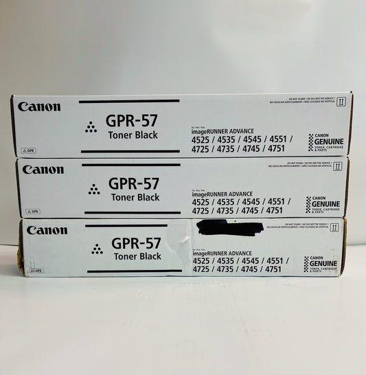 3 New Genuine Canon iR Advance  4525i,4525i II 4525i III Black Toners GPR-57, GPR57